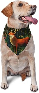 Woodland Deer Bundle Owl Triangle Bibs Pet Dog Bandana Scarf Pet Accessories Cat Kerchief for Small Medium Large Dogs and Cats