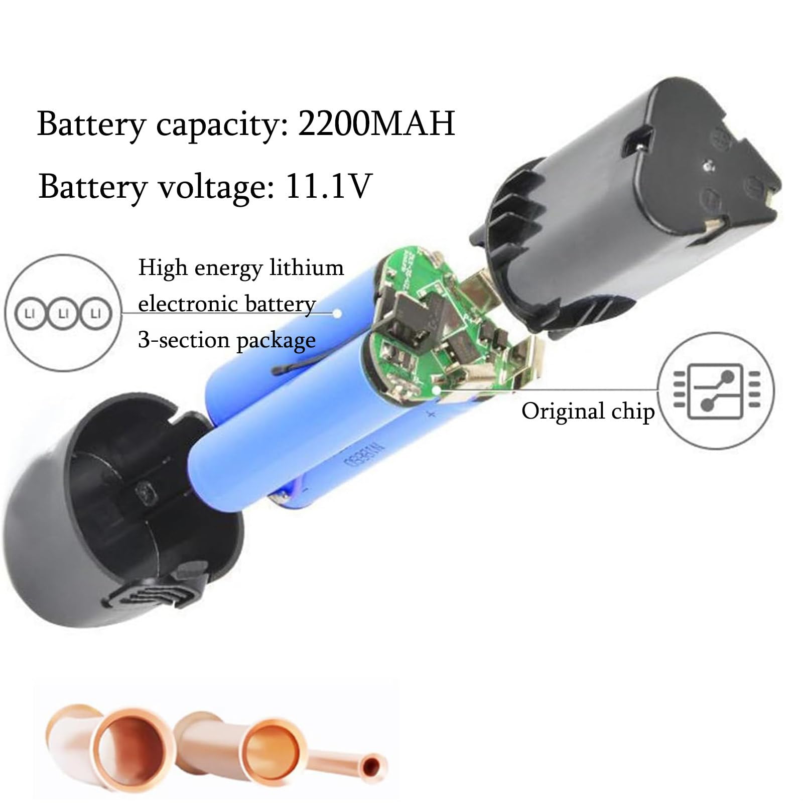 Utensile Elettrico per svasatura Senza Fili, Alimentato a Batteria al Litio, espansore Portatile per Tubi con Morsetti, efficiente per Tubi in Rame/Alluminio/Ottone, 8 Morsetti per Tubi
