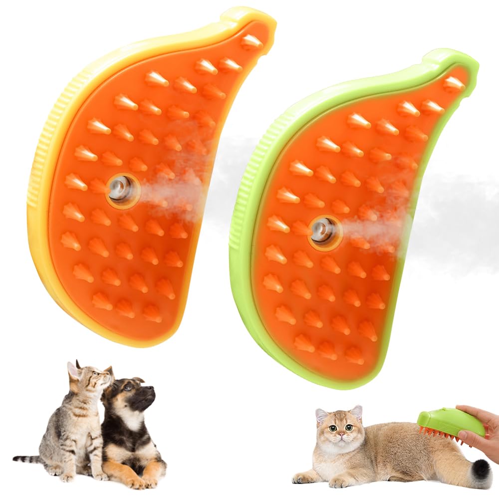 Gobesty Cepillo para gatos con vapor, cepillo para perros de pelo corto de pelo largo con depósito de agua y peine pulverizador para mascotas, cepillo de pelusa cepillo de limpieza con esencia para el