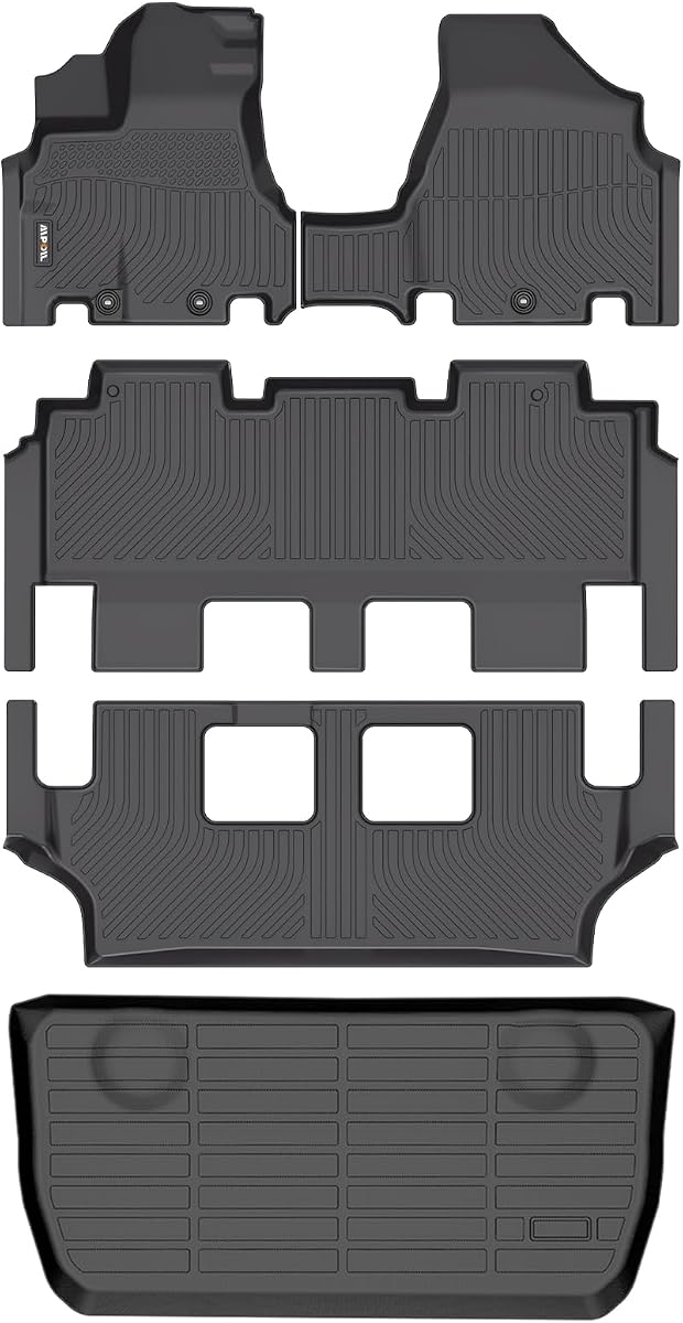 AIPOIL® Floor Mats & Cargo Liner Set for 2011-2017 Honda Odyssey All Weather Protection TPE Anti-Slip Automotive Full Set Custom Car Mats Accessories - Black