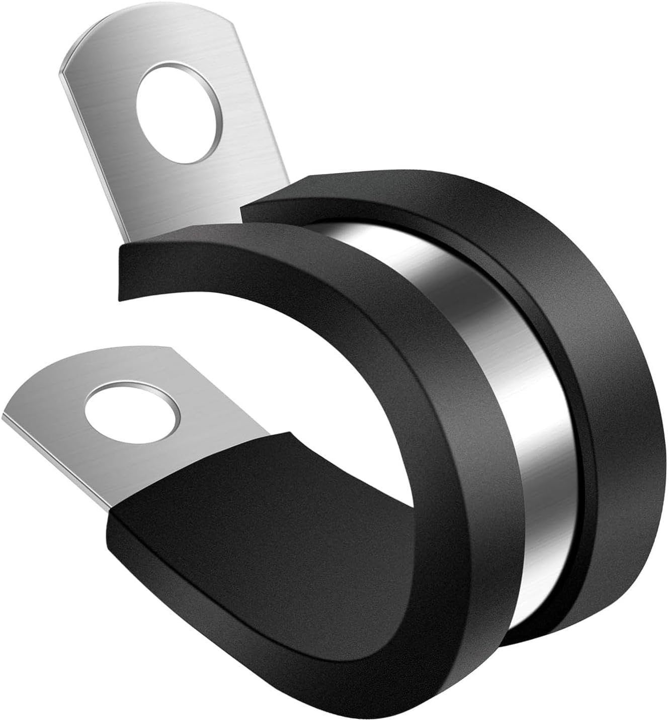 MISPIRE 1-1/8 Inch Cable Clamps, 10 PCS, Stainless Steel with Rubber Insulation, Black, Clamp