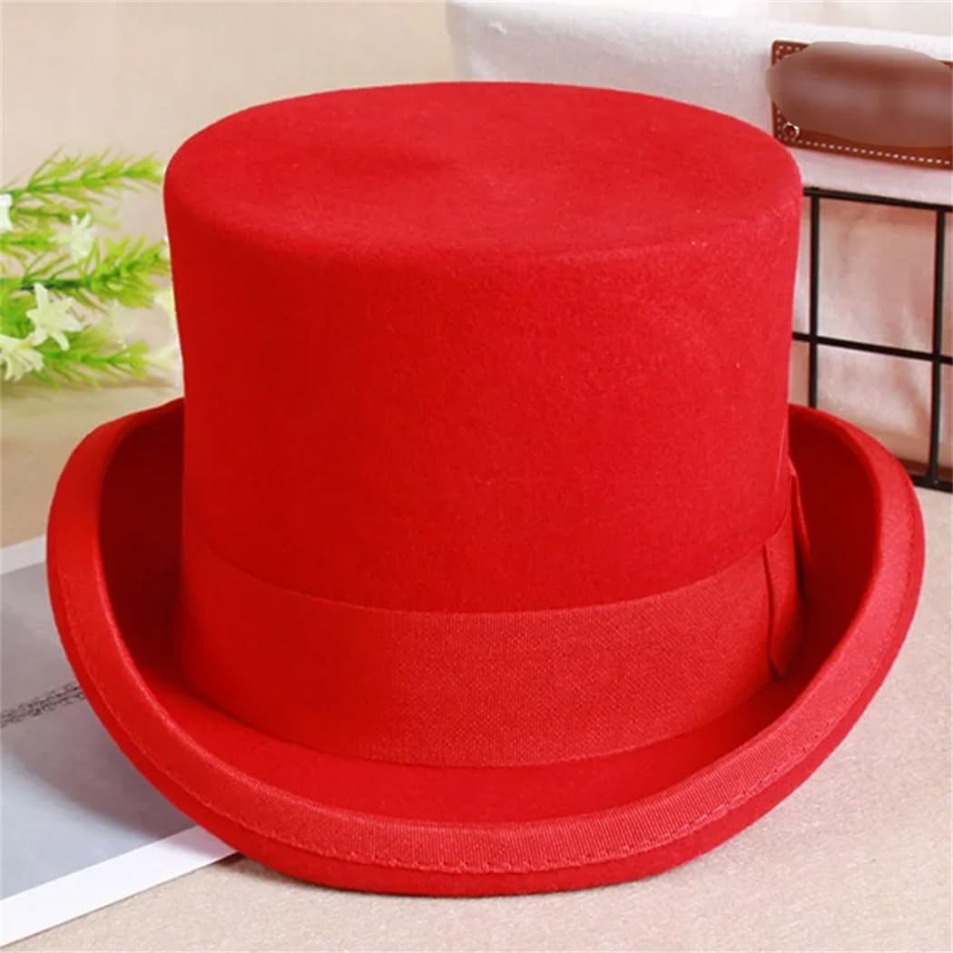 Dvbfufv Cappello a cilindro in lana da uomo, alla moda, stile Fedora, adatto a tutte le partite di Panama, cappello da mago, da gentiluomo, cilindro, con cinghia, stile