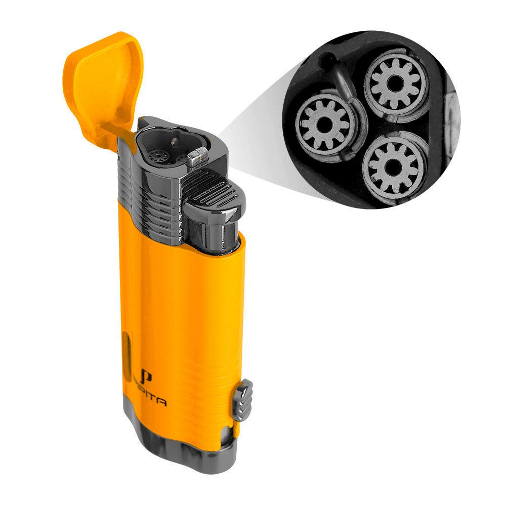 Briquet tempête triple flamme avec coupe-cigare