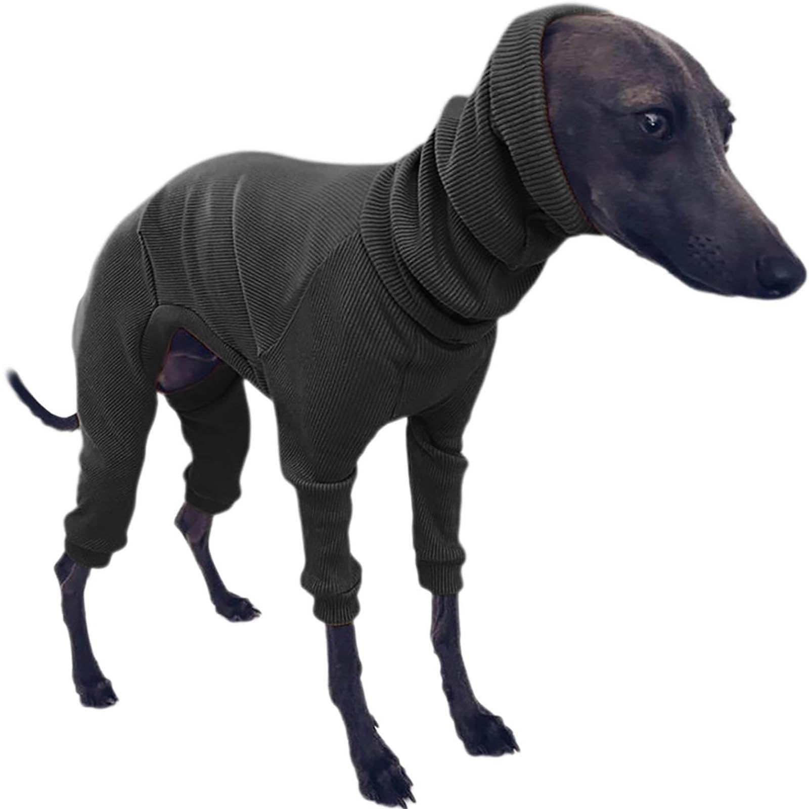 Italian Greyhound Pajamas Clothes, Lightweight Four-Legged Dog Sweater Jumpsuit, Stretchable Warm Whippet Coat Pet Onesie for Small Medium Large Dogs Outfit(Black,2XL)