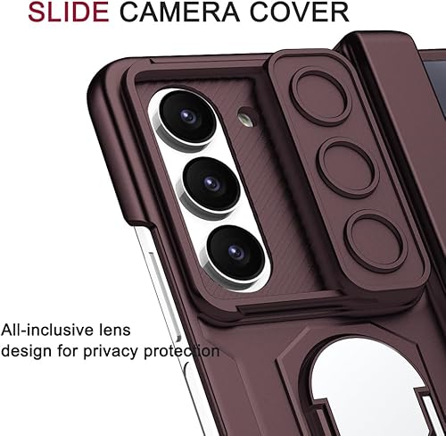 Miniatura 3 de NINKI Funda compatible con Samsung Galaxy Z Fold 5 con funda deslizante para cámara y soporte de anillo, protección de bisagra y protector de