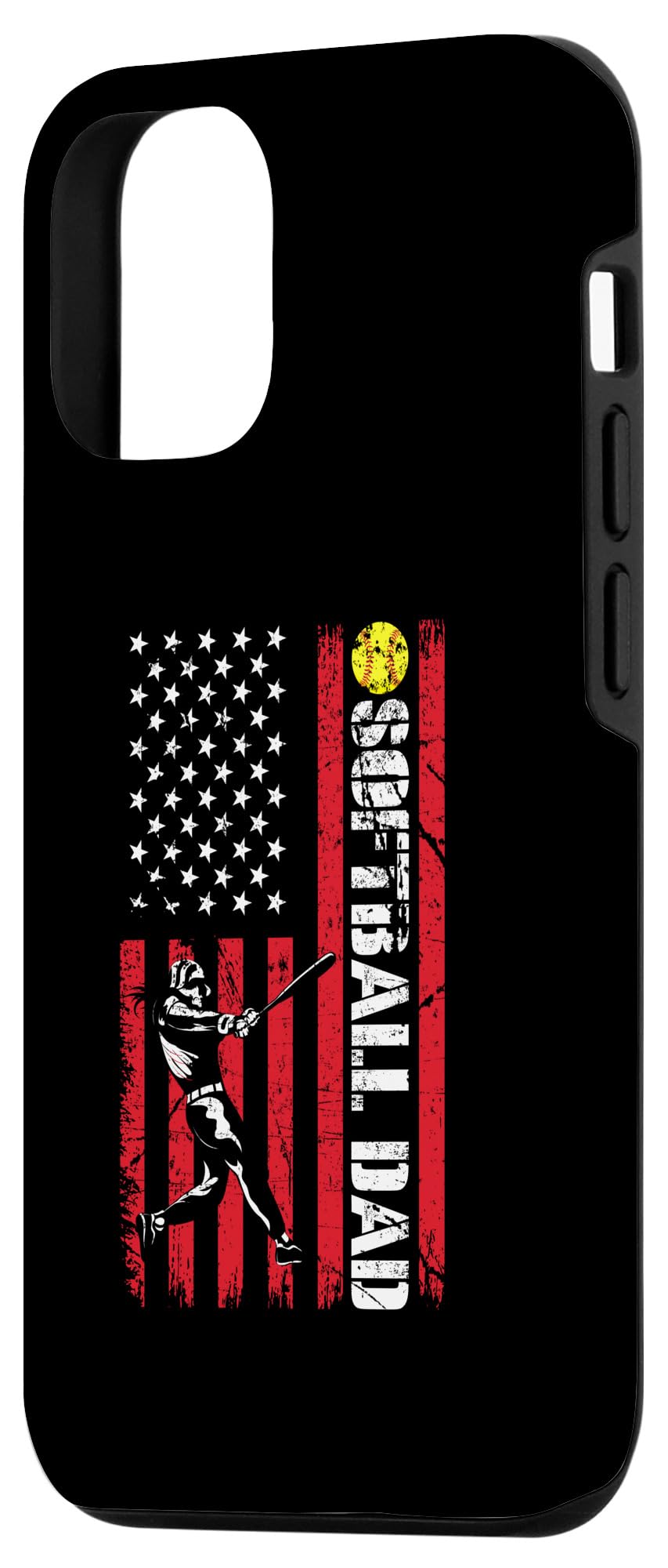iPhone 14 Softball Dad US Flag Gifts For Dad Men Patriotic Fathers Day Case - Image 2