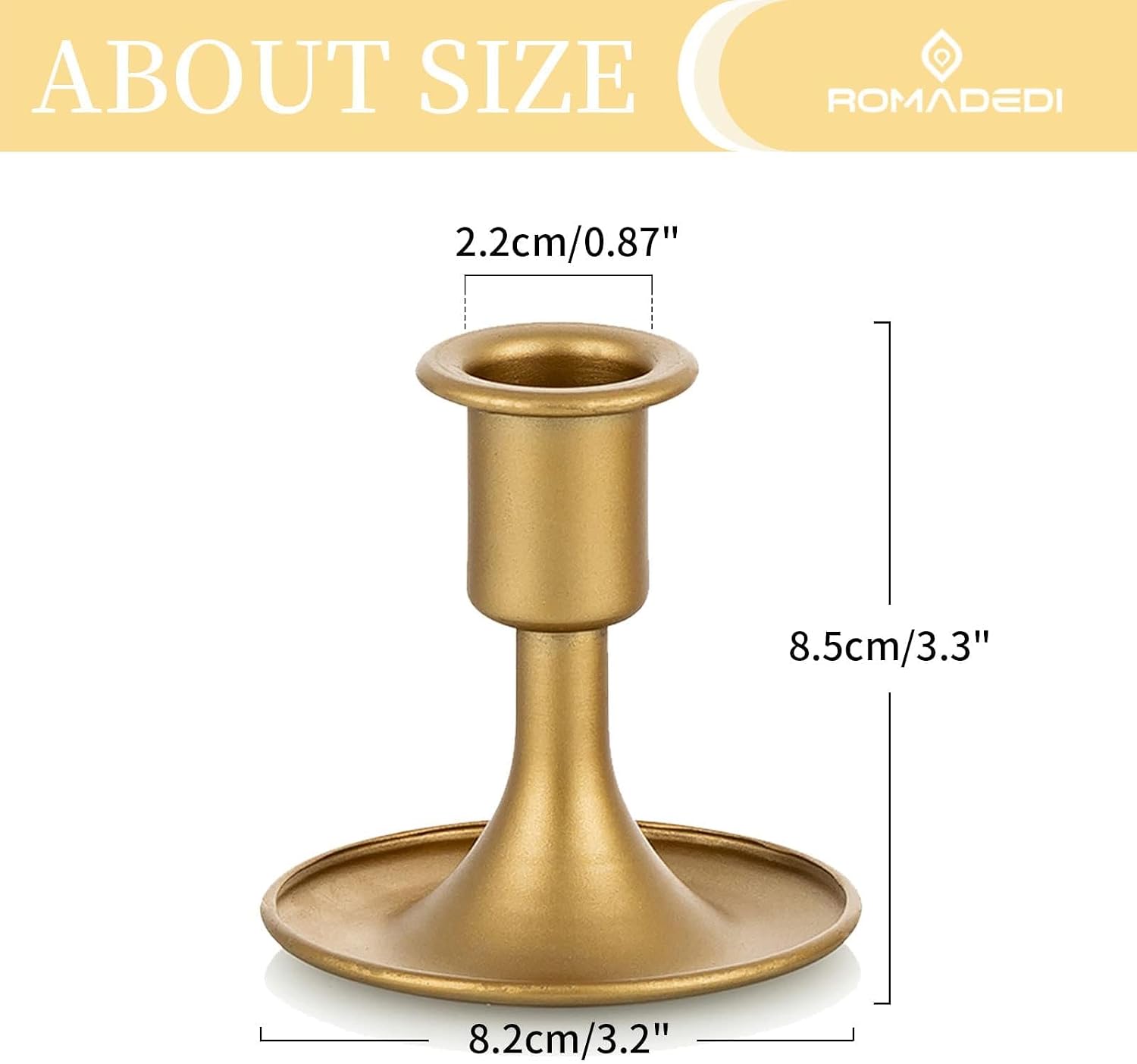 Romadedi Gold Taper Candle Holders, Set of 2, Christmas, Wedding Decor
