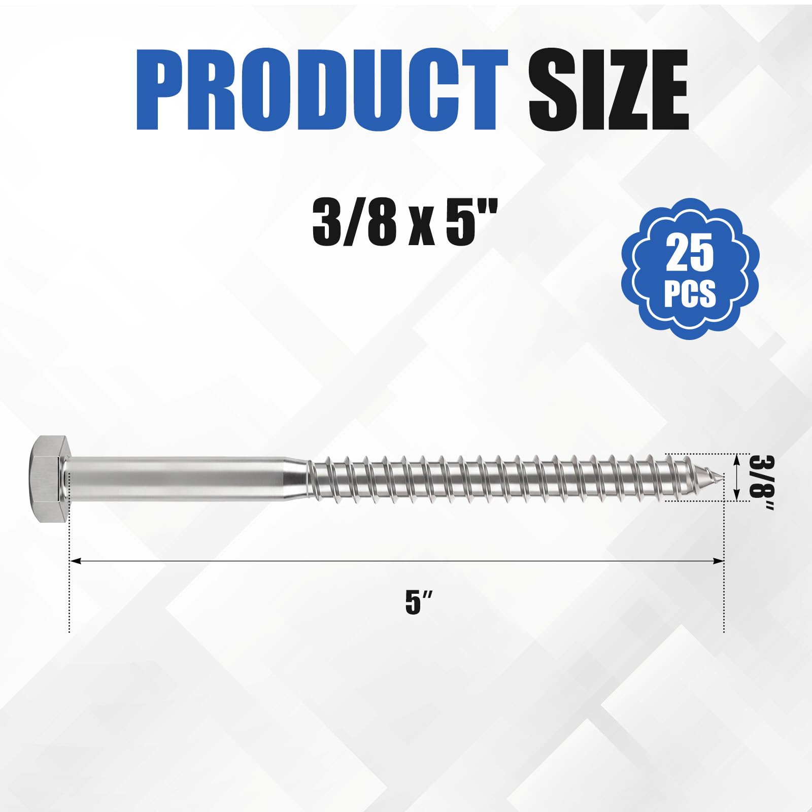 Zonon 25 viti per legno, 1 cm x 12,7 cm, in acciaio inox 304, colore