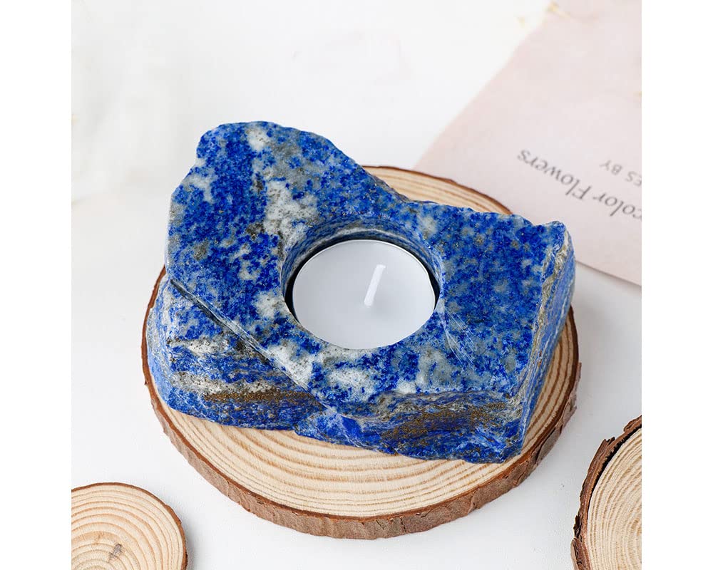 Natural Lapis Lazuli Crystal Candle Holder for Divination Reiki Home Decorations