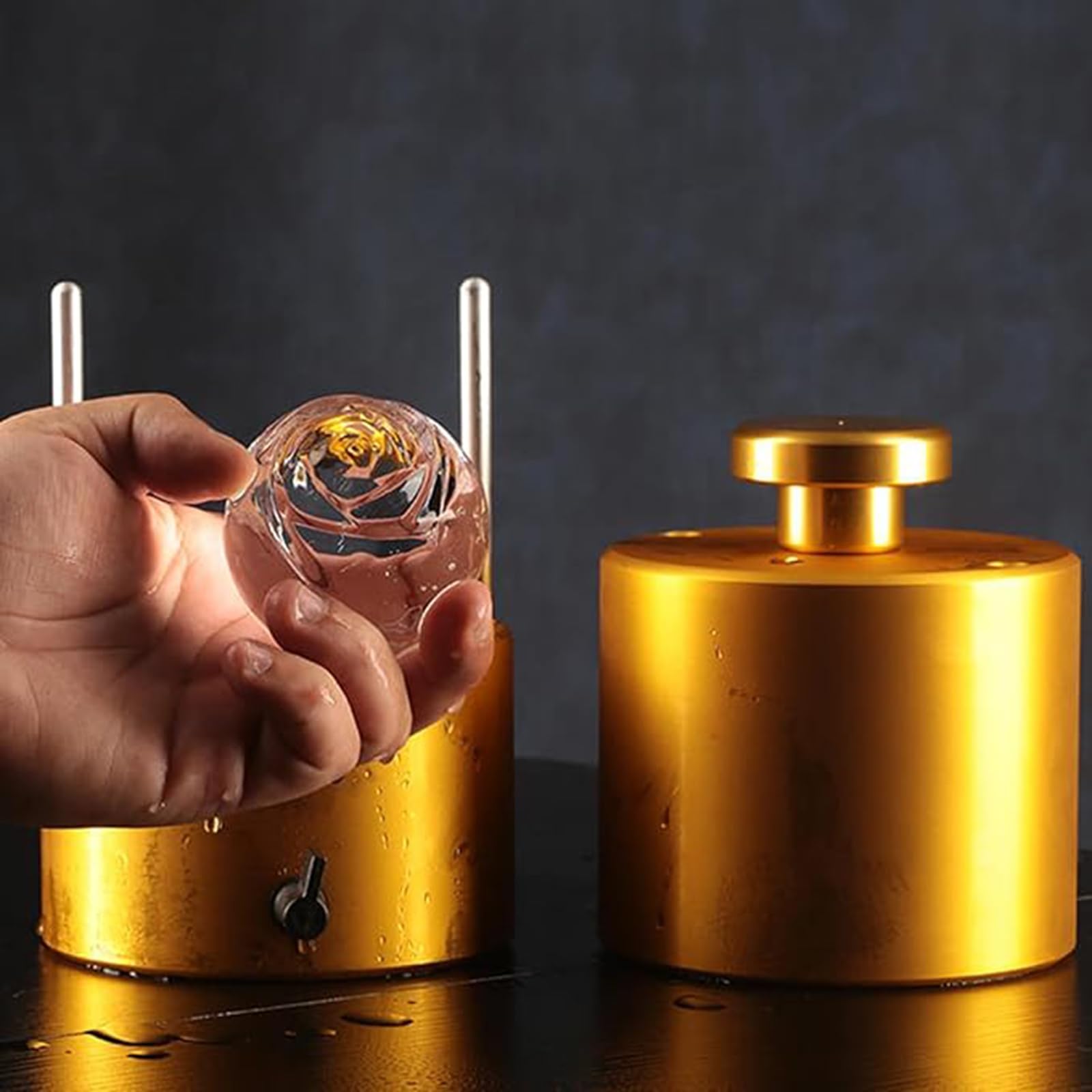 Stampo per palline di ghiaccio, 6,5 cm, termicamente conduttivo, ideale per raffreddare cocktail e whisky, senza collegare
