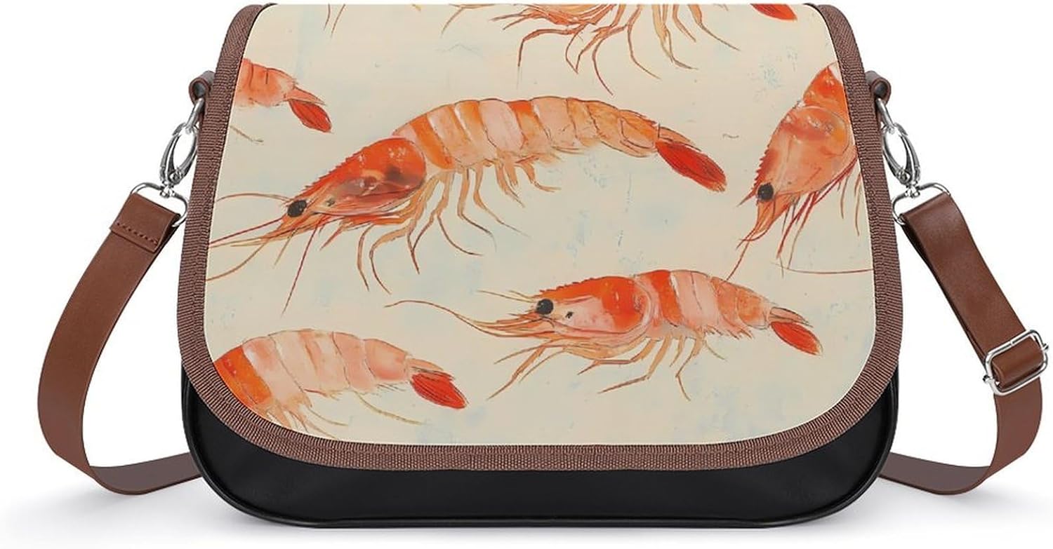 Shrimp Pattern Shoulder Bags for Women Tote Handbag Clutch Purse Messenger Bag