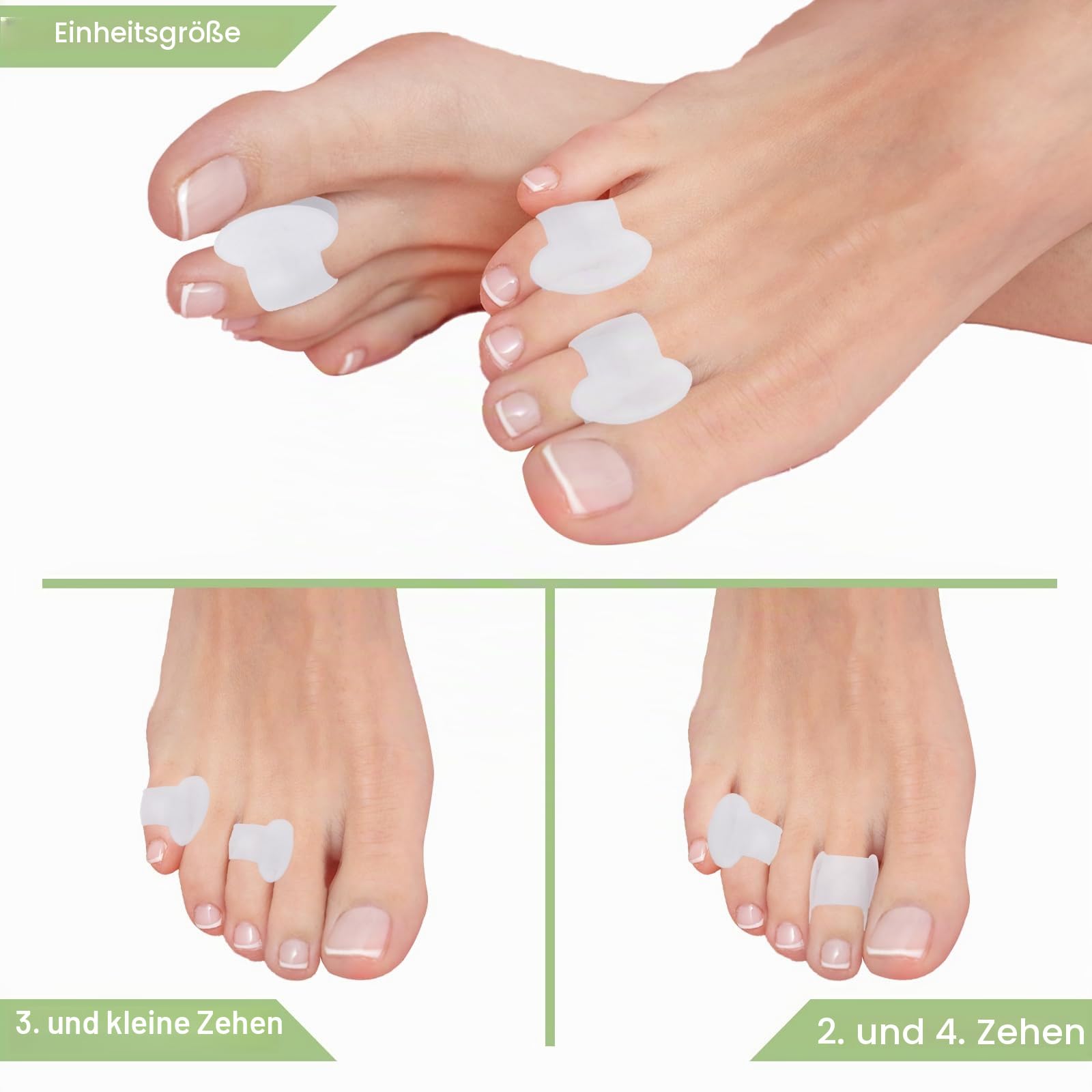 ORUZA 10 Stück Zehentrenner, Silikon Zehenspreizer Zehenspreizer Kleiner Zeh Toe Spreader für Bunion Verhinderung von Reibung und Druckentlastung