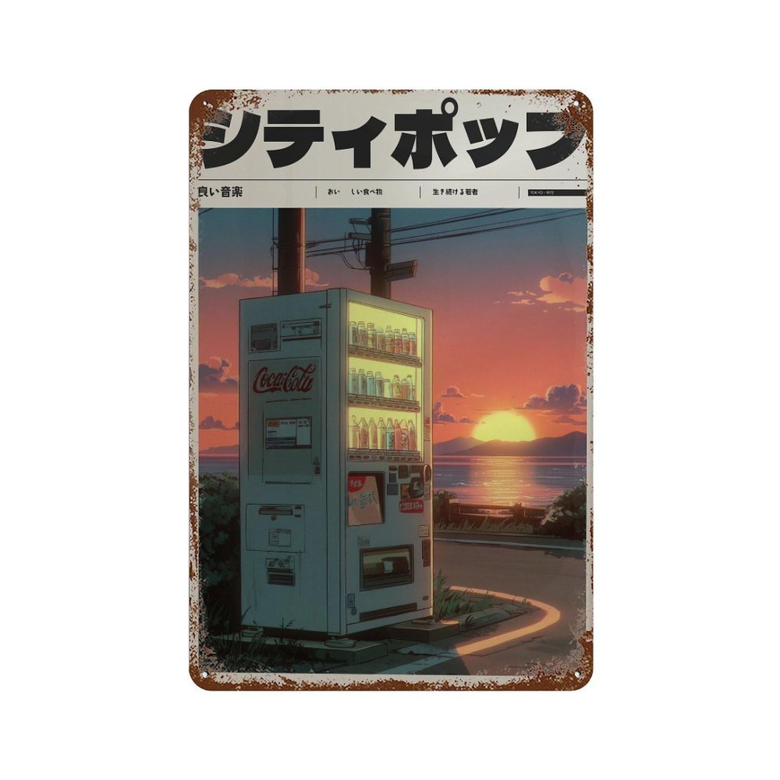 xiaoxiaoshen Sunset Vending Machine. Y2k Indie Wall Decor Art Metal Tin Poster Modern Home Decor Art Home Bar Shop Decorations Vintage Sign 30x20cm