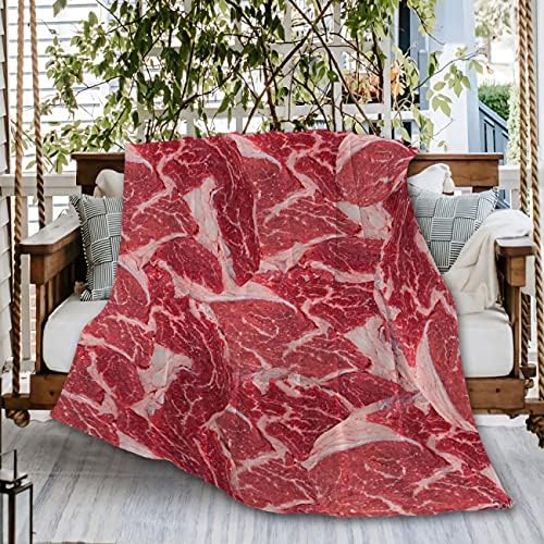 Naiagiri Funny Fresh Meat Sofa Throw Blanket Flannel Super Soft Fleece Beach Picnic Bedspread Home Decor All Season for Baby Dog Bed Couch Living Room Large 80x60In （Queen） Adults