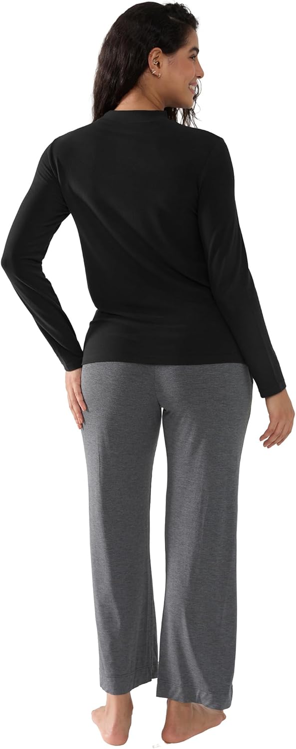 Women's Long Sleeve Thermal Top Lightweight Basic Layer Bamboo Viscose Undershirts - Image 6