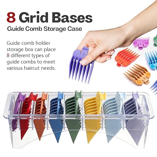 Miniatura 5 de Soporte para cortapelos con base de rejilla 8 y 10, protectores de barbero profesionales para cortapelos universales (8 rejillas)