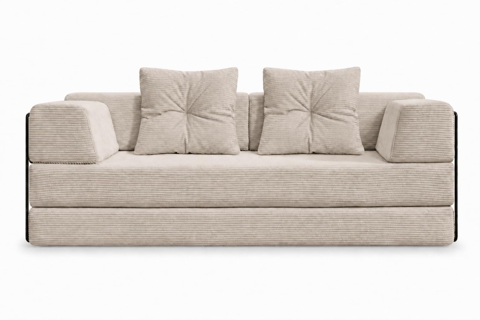 SIMPUR Oasis Sofá Cama 3 Plazas XXL de Pana Premium Beige, Convertible en Cama 180x190 cm, Estructura Metálica Resistente, Funda Lavable, Base Antideslizante, Sin Montaje, Fabricado en España
