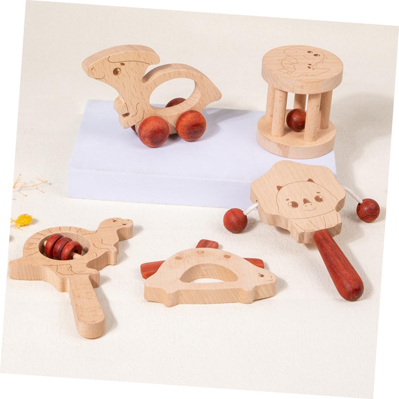 Didiseaon 5 Sonagli in Legno – Giocattoli Sensoriali Musicali Facili da Impugnare e Trasportare per Allenamento della Presa e Sviluppo Motorio – per Feste per Bambino Bambina