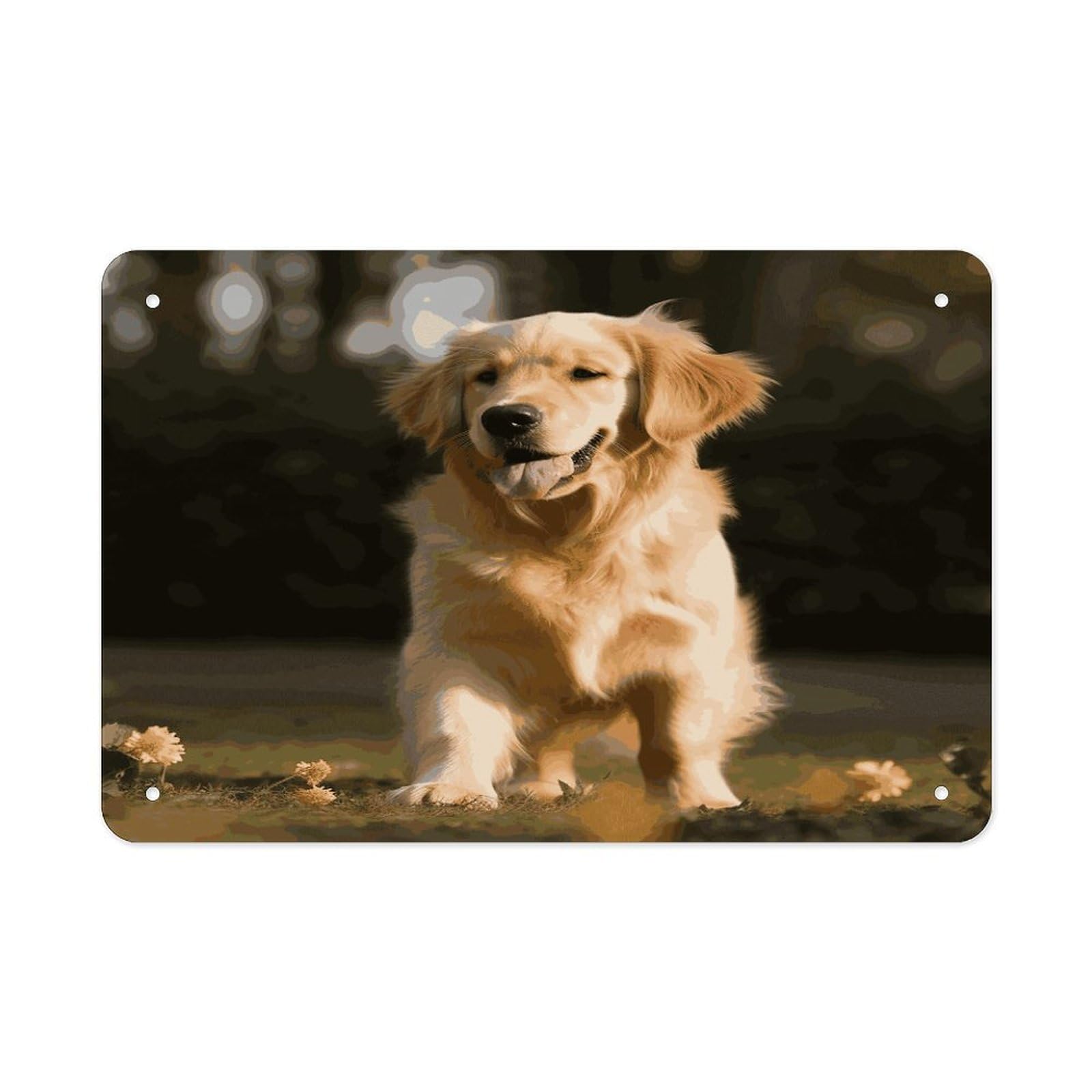 Fekiloot Style Golden Retriever Dog Metal Signs Wall Art Tin Sign
