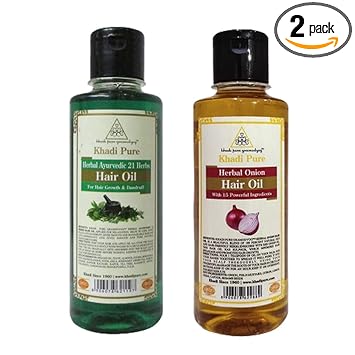 Khadi Pure 21 Herbs & Onion Hair Oil, 210 ml (Pack of 2)