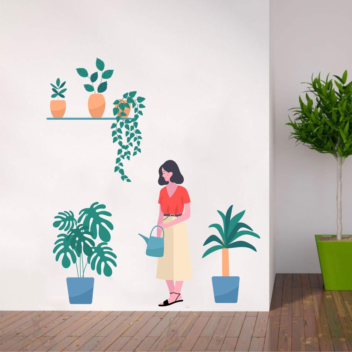 Decal O Decal Woman Taking Care of Plants in Garden Wall Stickers (PVC Vinyl,Multicolour) (B081T358R1) Amazon Price History, Amazon Price Tracker