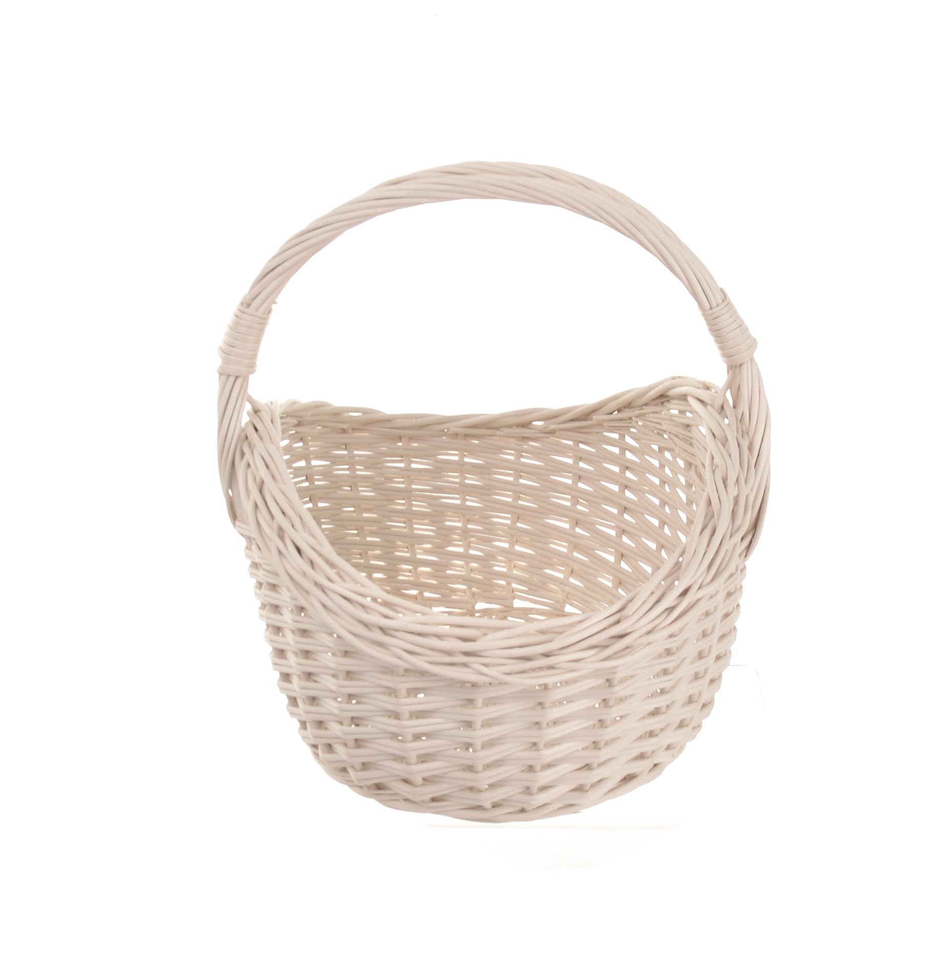 Geschenkkorb leer mit Henkel weiß S 34 x 25 cm | Geflochtener Weidenkorb als Präsentkorb, Blumenkorb, Osterkorb oder Dekokorb zum Befüllen und Dekorieren