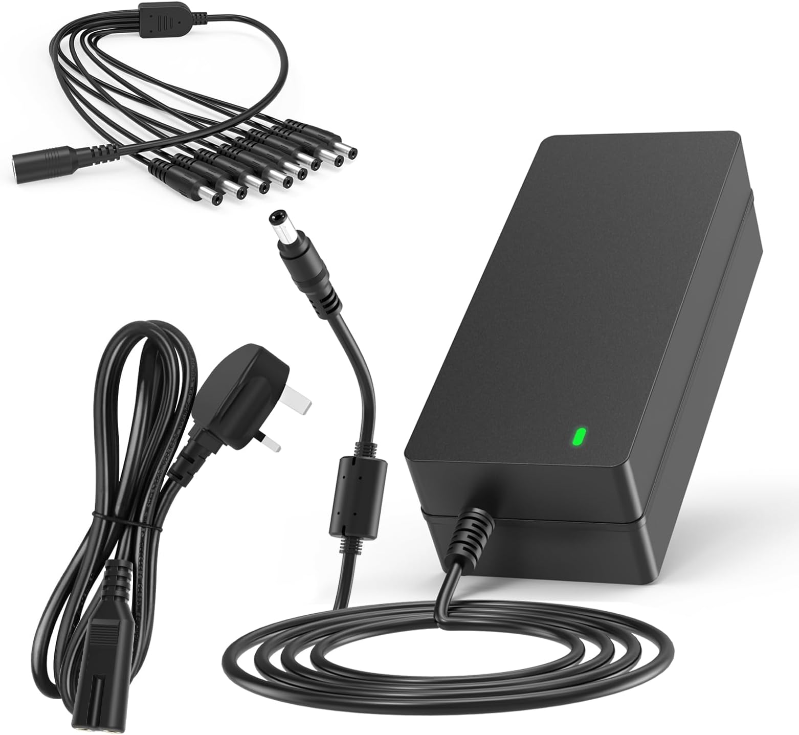 – 12V 5A CCTV Power Supply, 12 Volt 5 Amp Security Camera Power Adapter with 8-Way Power Splitter Cable, Compatible with Lorex, Samsung, Q-See, Night Owl, Swann, Annke IP and BNC Cameras