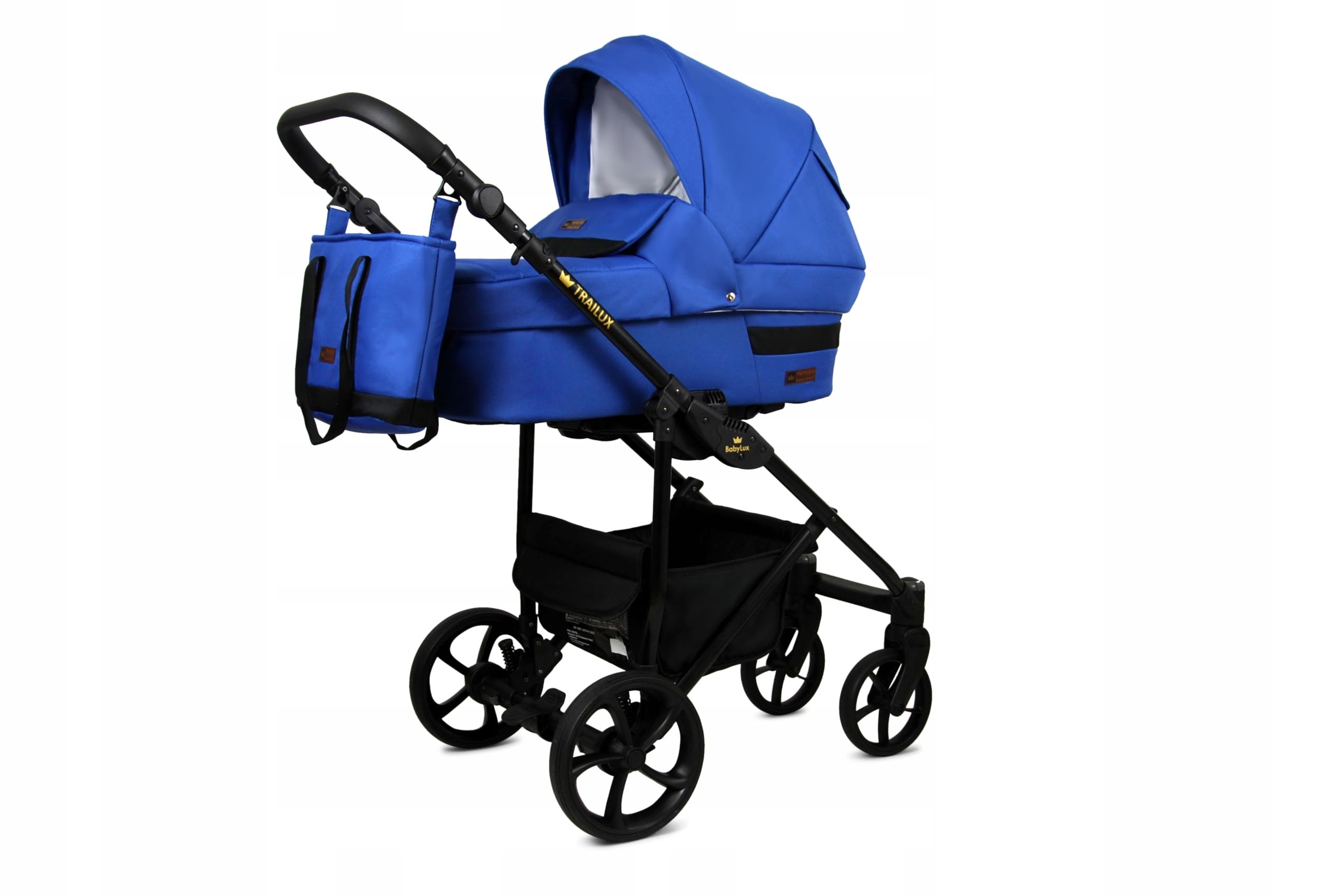 BabyLux® Zestaw wózków dziecięcych 2 w 1 – Trailux – Sapphire – w zestawie wanienka dla niemowląt, fotelik sportowy Buggy – zestaw wózków dziecięcych – wózek dziecięcy kombi z torbą do przewijania,