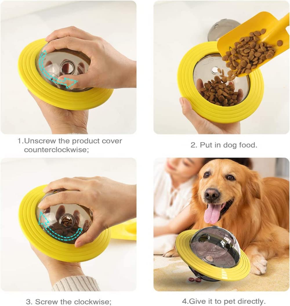 JDF -Verstellbarer Leckerli-Ball (Slow Feeder, Hundespielzeug, Leckerlispender und interaktives Hundespielzeug)-Yellow