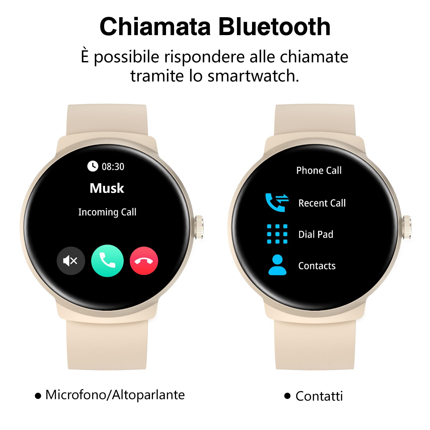 BRIBEJAT Orologio Smartwatch Donna Uomo, 1.39" Smartwatch con Effettua/Risposta Chiamate, 100+ Sportivo Smart Watch con Contapassi, Impermeabile IP68 Fitness Tracker per Android iOS, Tè al Latte