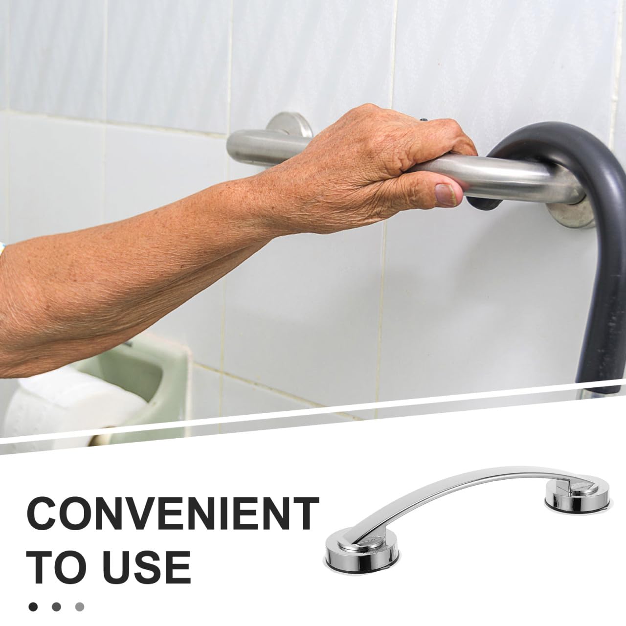 Barre d'appui pour baignoire de salle de bain - Barre d'appui pour baignoire, douche, douche, barre de sécurité à ventouse sur les poignées de porte, poignée de porte adhésive en métal, poignée de