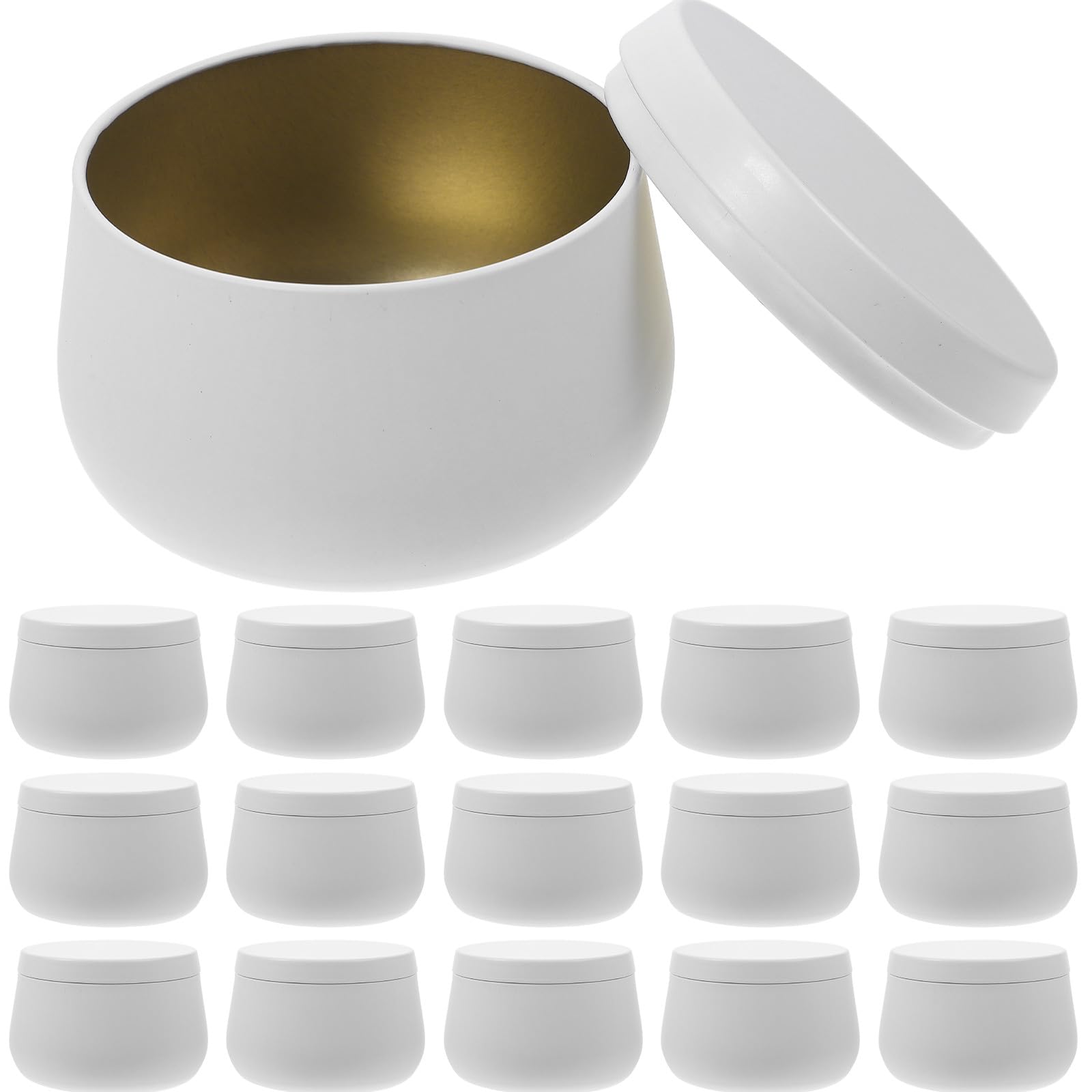 Abaodam et Conservation -blanc Lot de 24 4oz Boîtes Rondes avec Couvercle Hermétique Design Élégant pour Rangement Thé Vrac, Bougies et Petits Objets