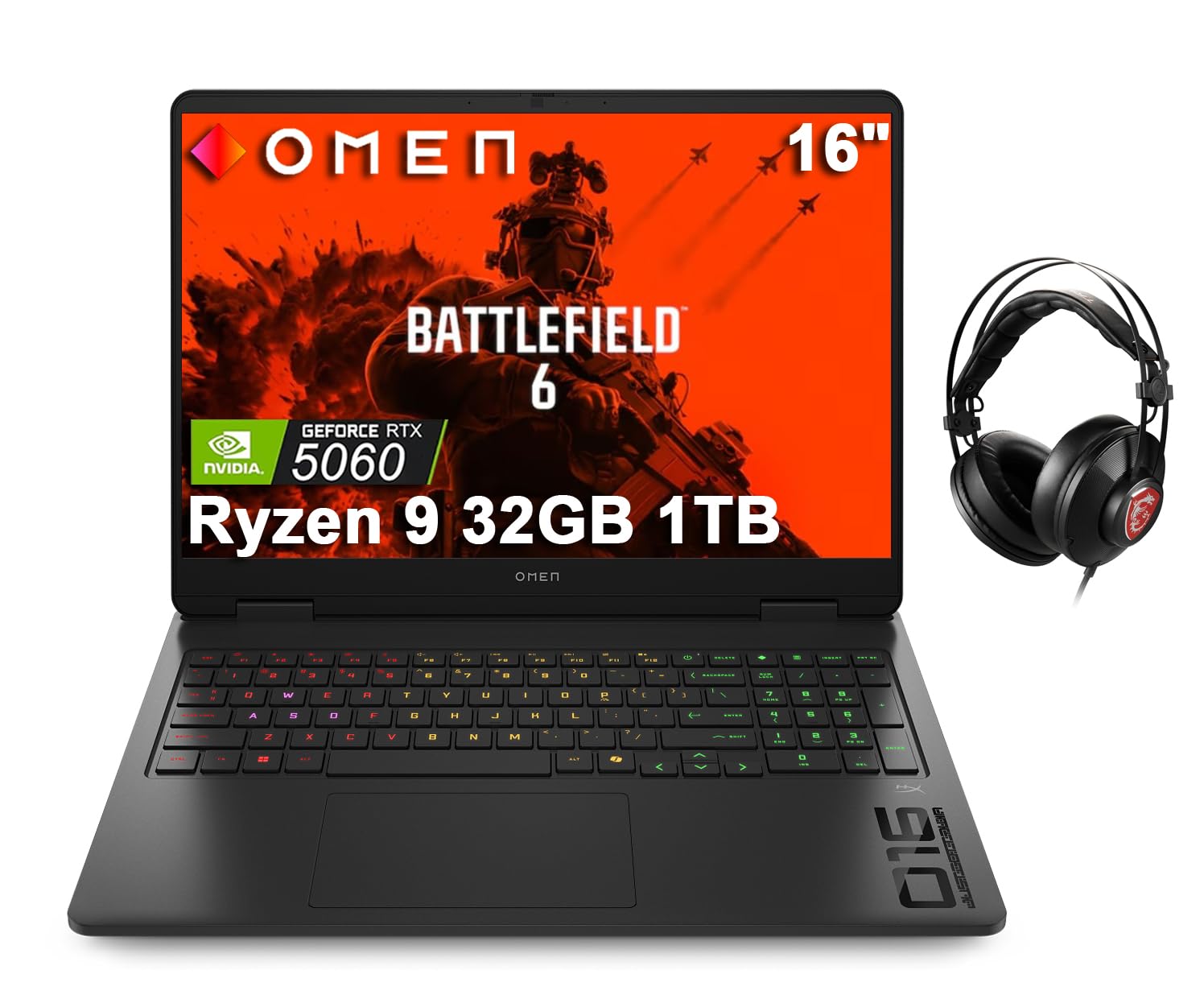 Amazon.com: HP OMEN 16 Gaming Laptop w/Headset (NVIDIA RTX 5060 