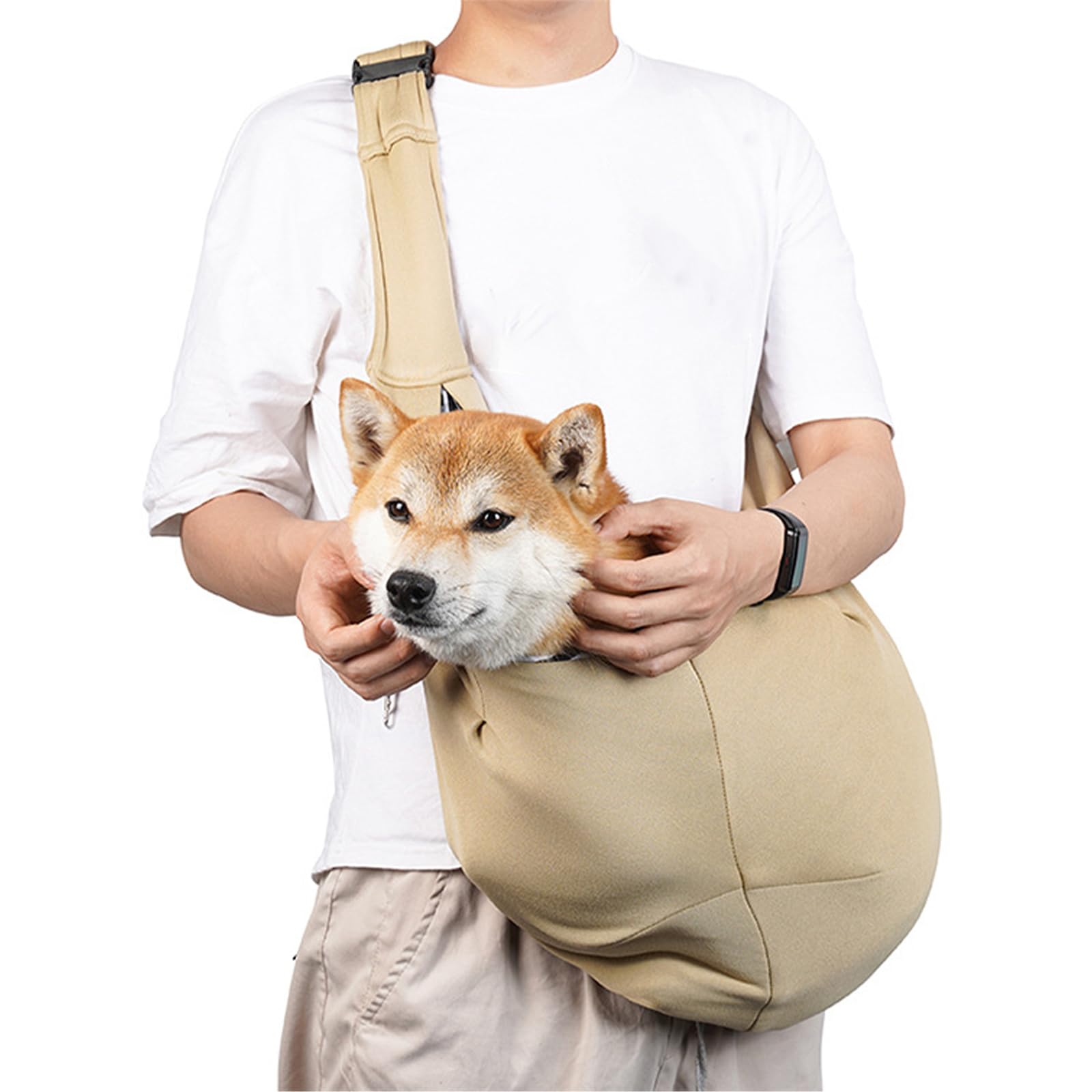 Sac Bandoulière Chiens, Réversible Petit Sac Transport Chien, Sac Transport Sécurisé Animaux, Pet Sling Carrier, Adapté à la Randonnée Quotidienne, au Shopping, au Cyclisme (Kaki)