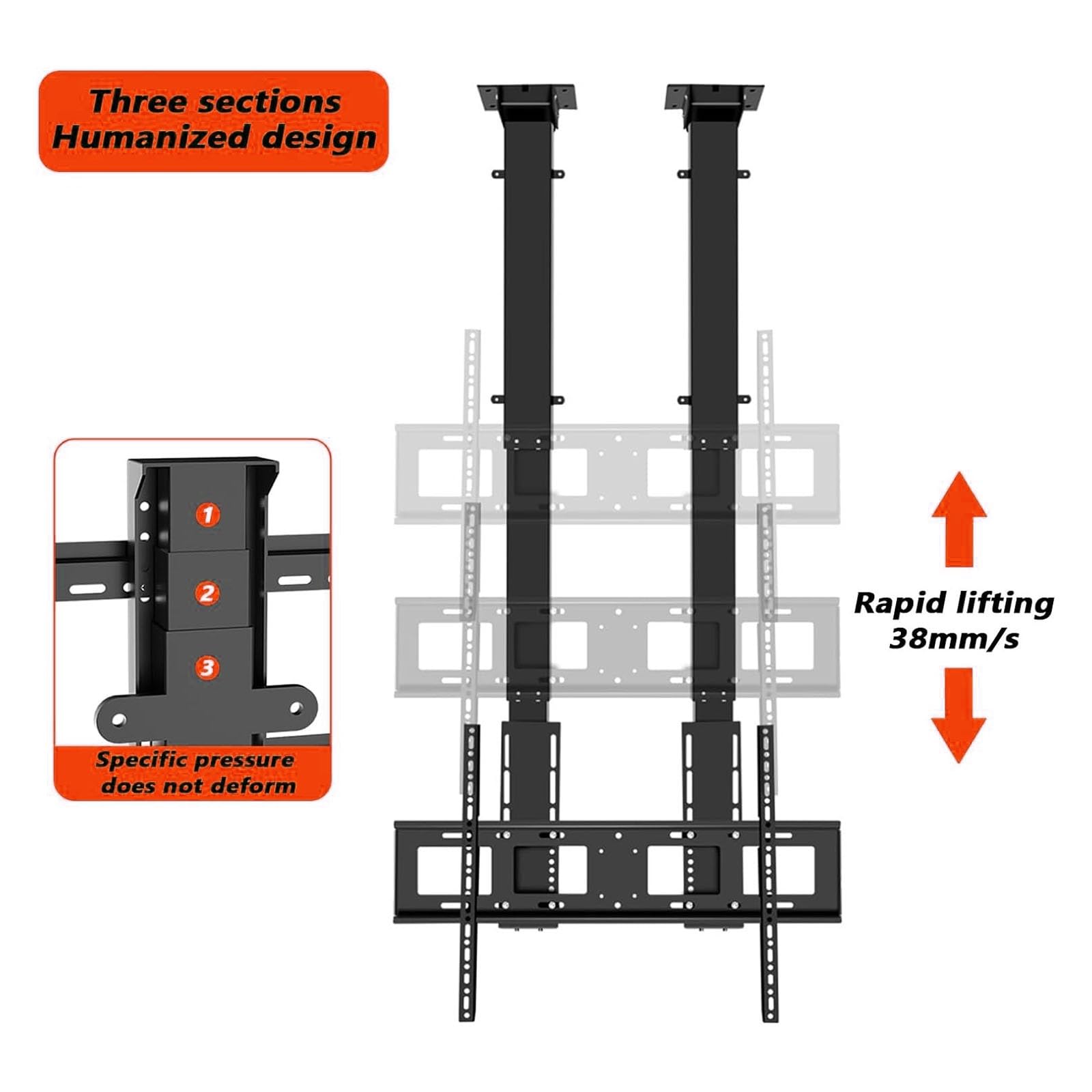 Supporto TV Elettrico da soffitto - Supporto da Pavimento per TV LCD, Supporto TV telescopico Elettrico con Sollevamento Automatico, Telecomando e Interruttore di c,