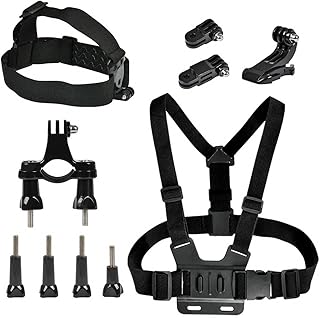 Action Camera Accessories Kit, Camera Chest Mount Strap Holder Head Strap Band for Gopro, Action Camera Bike Handlebar Mount Holder Accessories Kit Compatible with GoPro Hero 9 8 7 Action Camera Mount