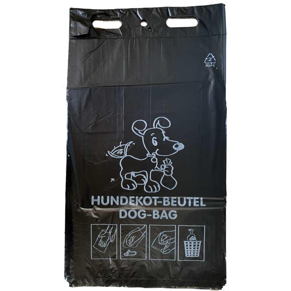 Hundekotbeutel 200 x 330 + 40 mm schwarz mit Druck geblockt 2000 Stück