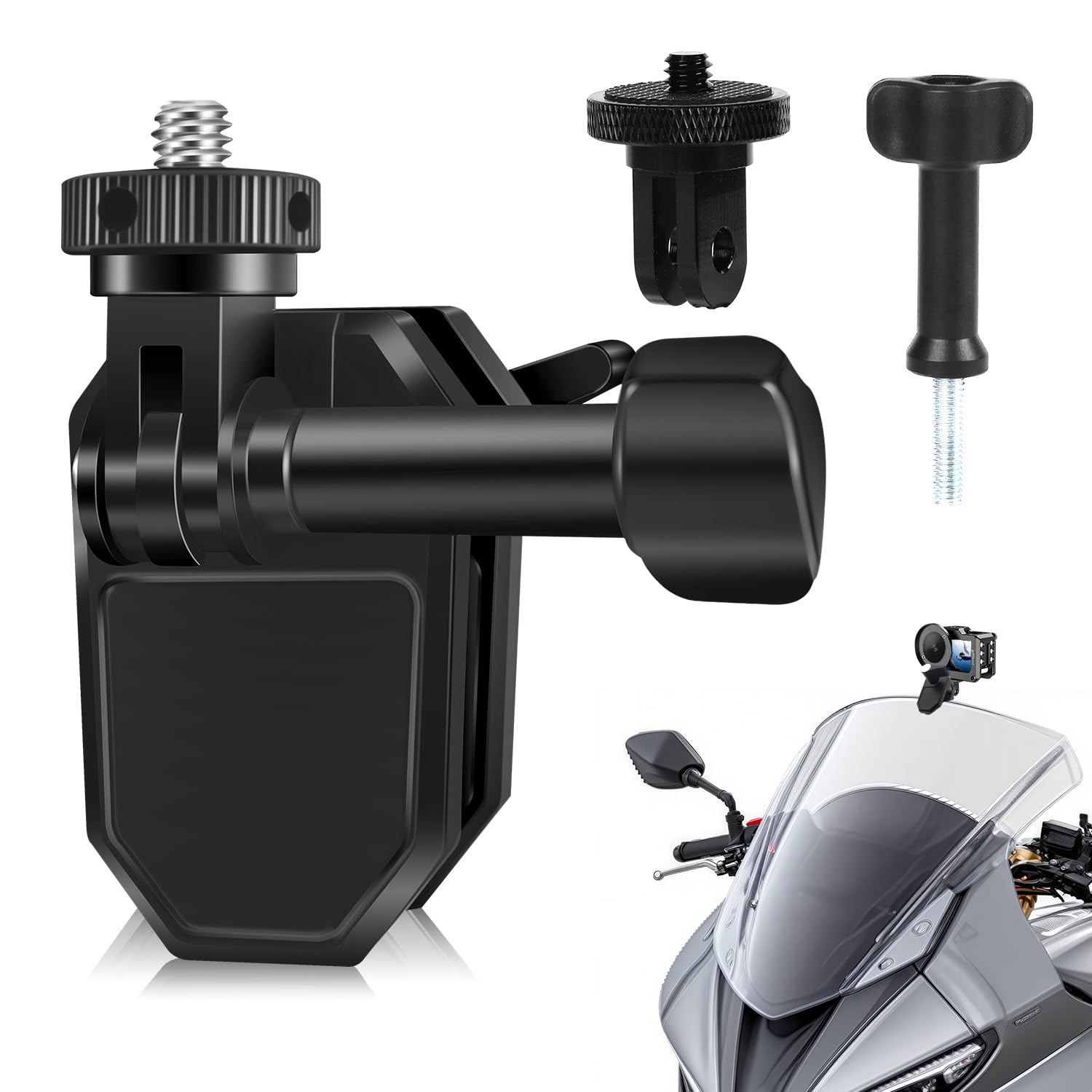 HAFOKO Moto Appareil Photo Kit Compatible avec DJI Osmo 360, Compatible avec Insta360 X5 Double Clamp Support avec 47'' Invisible Bâton Moto Vélo Guidon Support Compatible avec GoPro12-3 Cyclisme UTV
