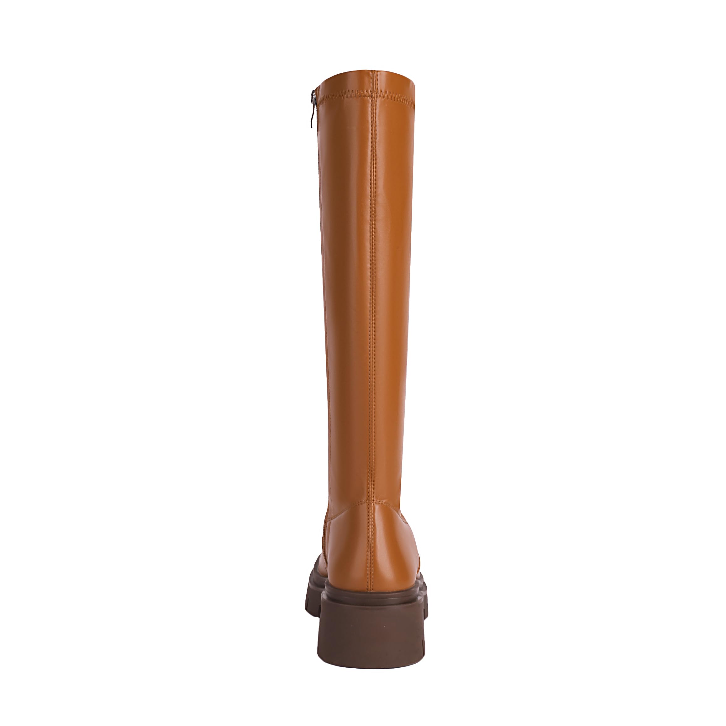 vivianly Women's Fashion Knee High Boots Chunky Block Heel Square Toe Zipper Long Boot