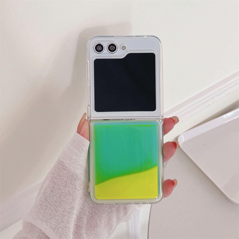 Stylowe oświetlenie jarzeniowe Quicksand etui na telefon do Samsung Galaxy Z Flip 5 4 3 Flip3 Flip4 Flip5 5G koreański śliczny przezroczysty twardy pokrowiec, AF75,1, do Z Flip 4