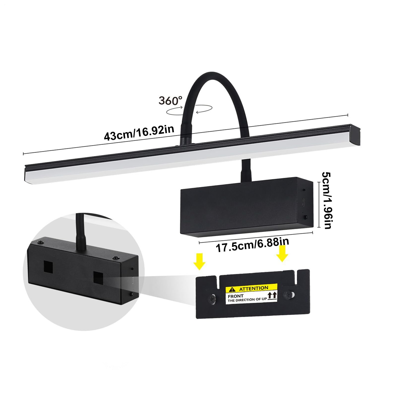Bilderleuchte 3 Farbmodi Kabellose Dimmbare LED-Displayleuchte Für Fotos | Bildwandleuchte Mit Akku Und Fernbedienung Bilder Gemälde Innenbereich Wohnzimmer Schlafzimmer Heimdeko
