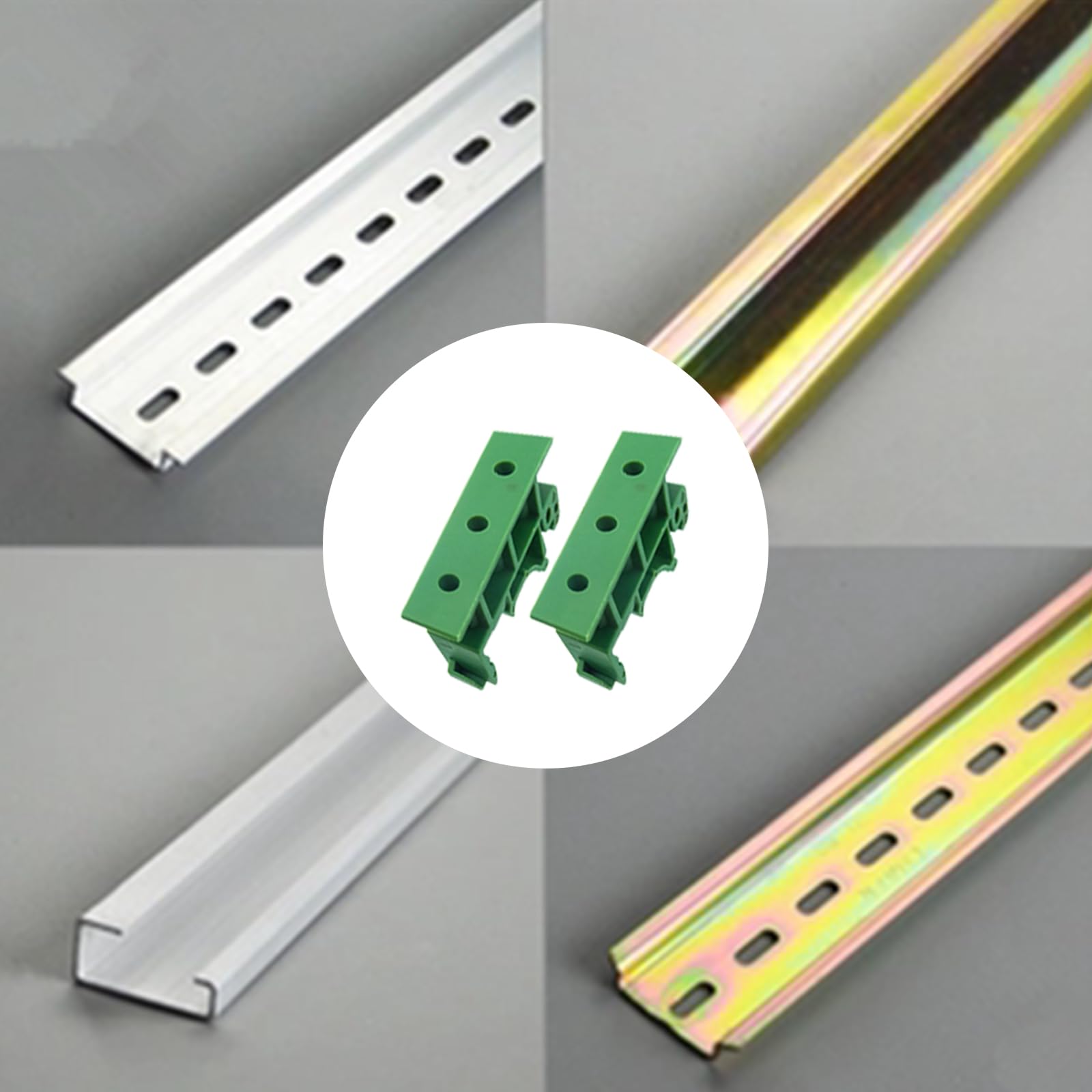 10 juegos(20 Piezas) Adaptador de Riel DIN C45 Soporte con Tornillos,Adaptador de Riel Placa de Circuito para carril DIN 45,verde
