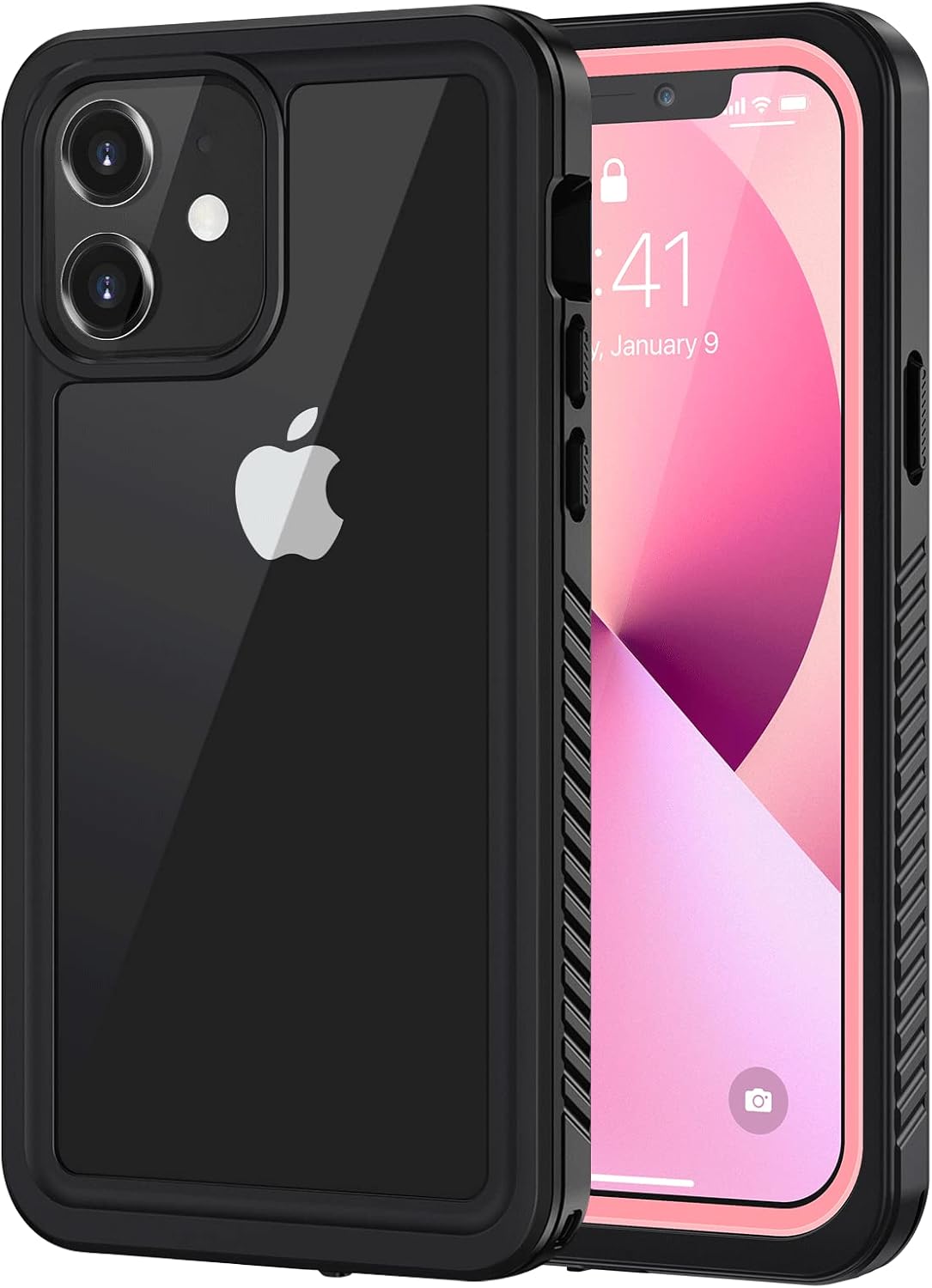 Lanhiem for iPhone 12 Case, Waterproof Dustproof Shockproof Case with Built-in Screen Protector [Not for iPhone 12 Pro], Full Body Underwater Protective Cover for iPhone 12 6.1 inch -Pink