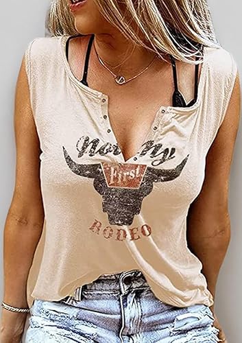 Miniatura 4 de Western Country Music Tank Top Mujer Vintage Cowboy Rodeo Tank Cattle Skull Graphic Camisa sin mangas Vaquera Tops
