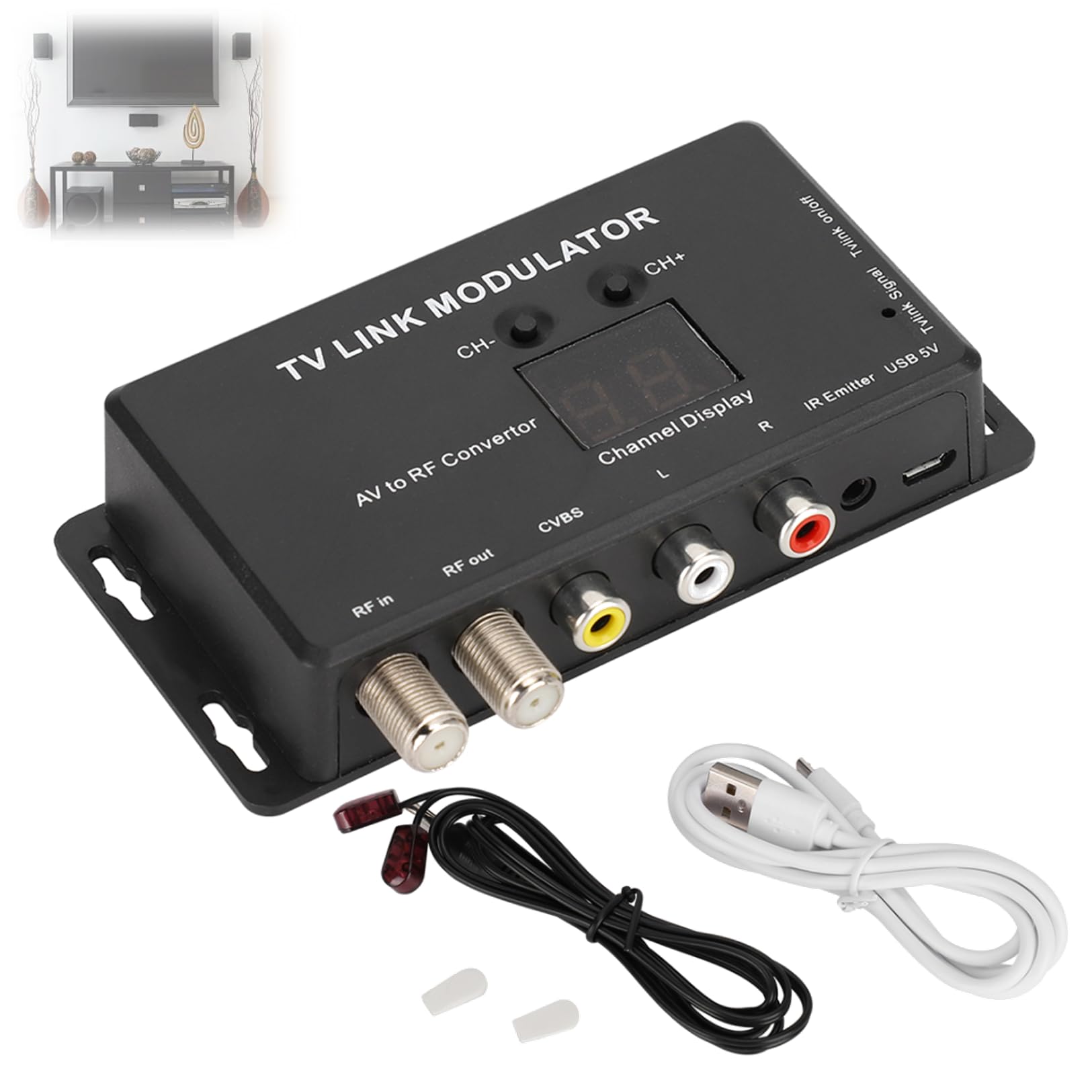 Modulator RF TM70 UHF do TV rf modulator for tv Konwerter AV na RF z Przed?u?aczem IR i Wy?wietlaczem Kana?u, ?atwa Instalacja i Konfiguracja modulatore Moduladores de RF