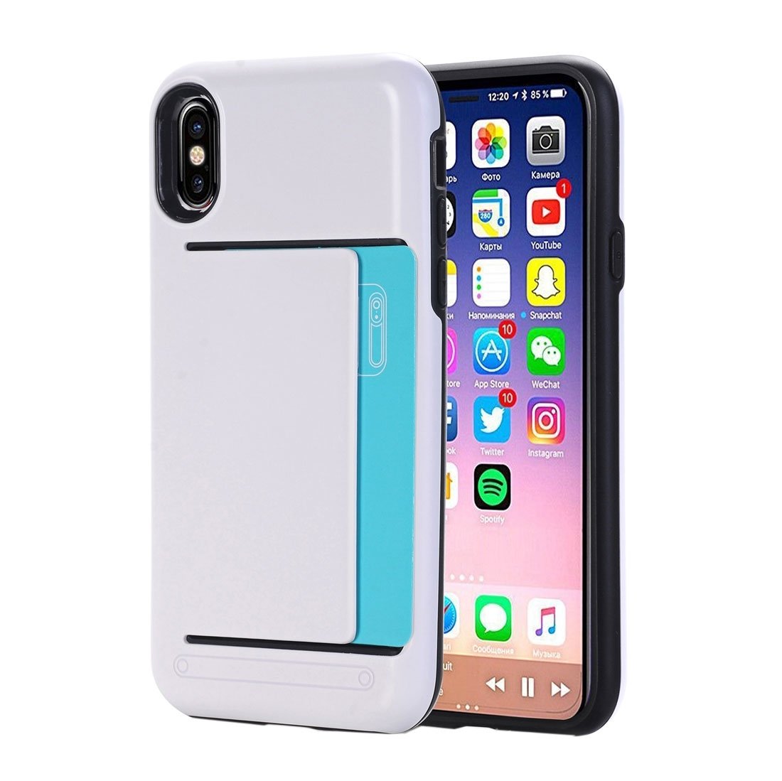 LIYONG Phone Case Cover for iPhone X/XS Detachable TPU + PC Dropproof Protective Back Cover Case with Card Slot Bags Sleeves (Color : White)