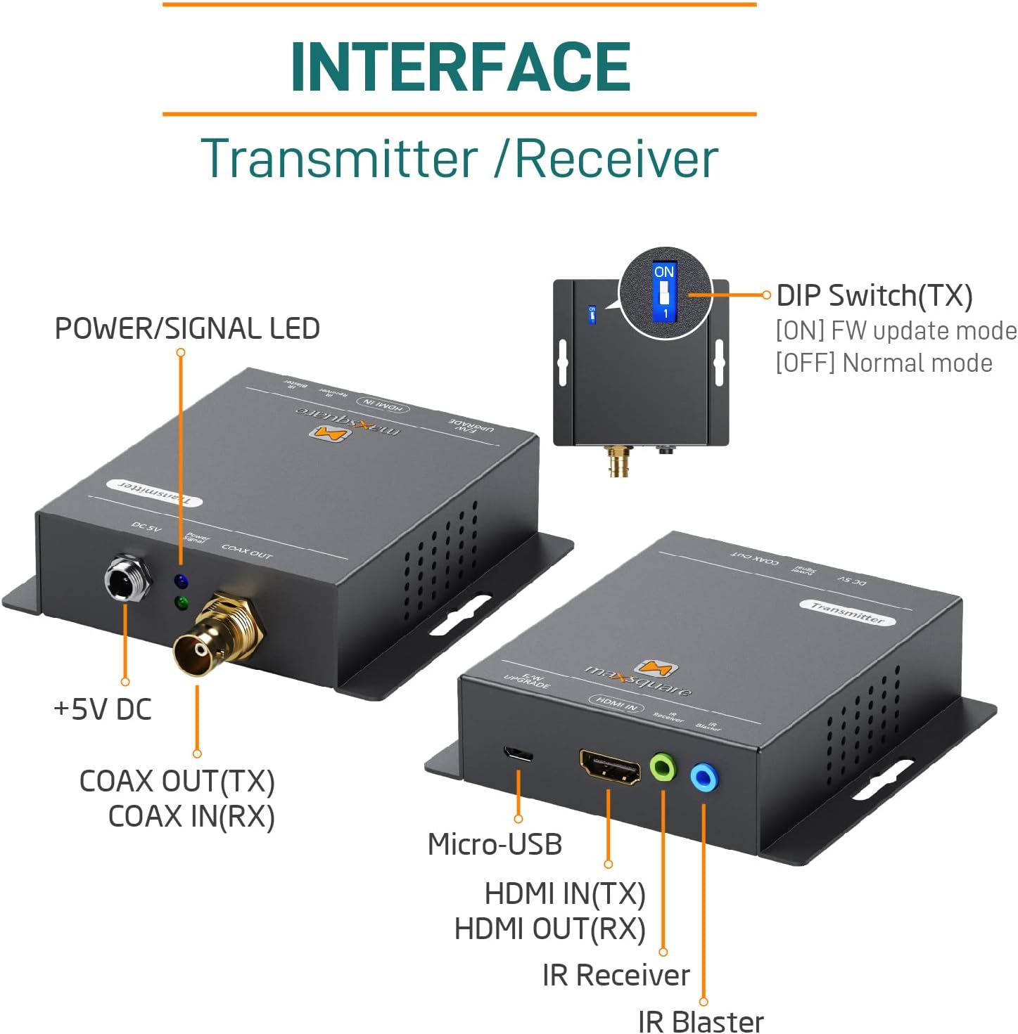 True 4K HDMI Coax Extender Over Single RG59/RG6 Coaxial Cable; 4K2K@60Hz up to 363 ft(110m), Stereo Audio, HDCP 2.2/1.4, Bi-Directional IR Control & EDID Pass-Through,TAA Compliant(MSQ-100E)