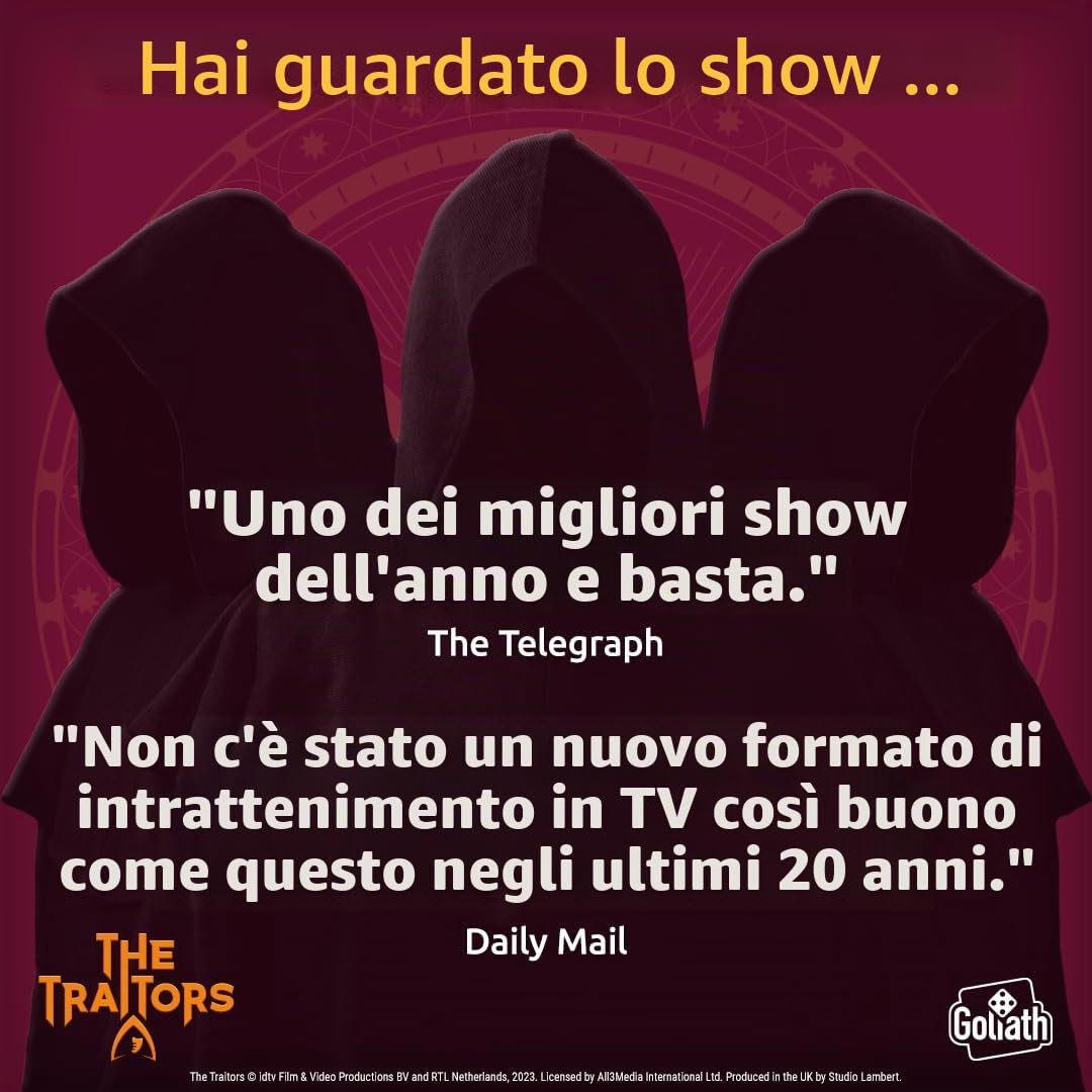 Goliath Games Presenta: The Traitors - Gioco da Tavolo Ufficiale | Basato sul Programma di Successo della BBC | Riusciranno i fedeli a catturare Il traditore? | per 4-6 Giocatori | età 12+