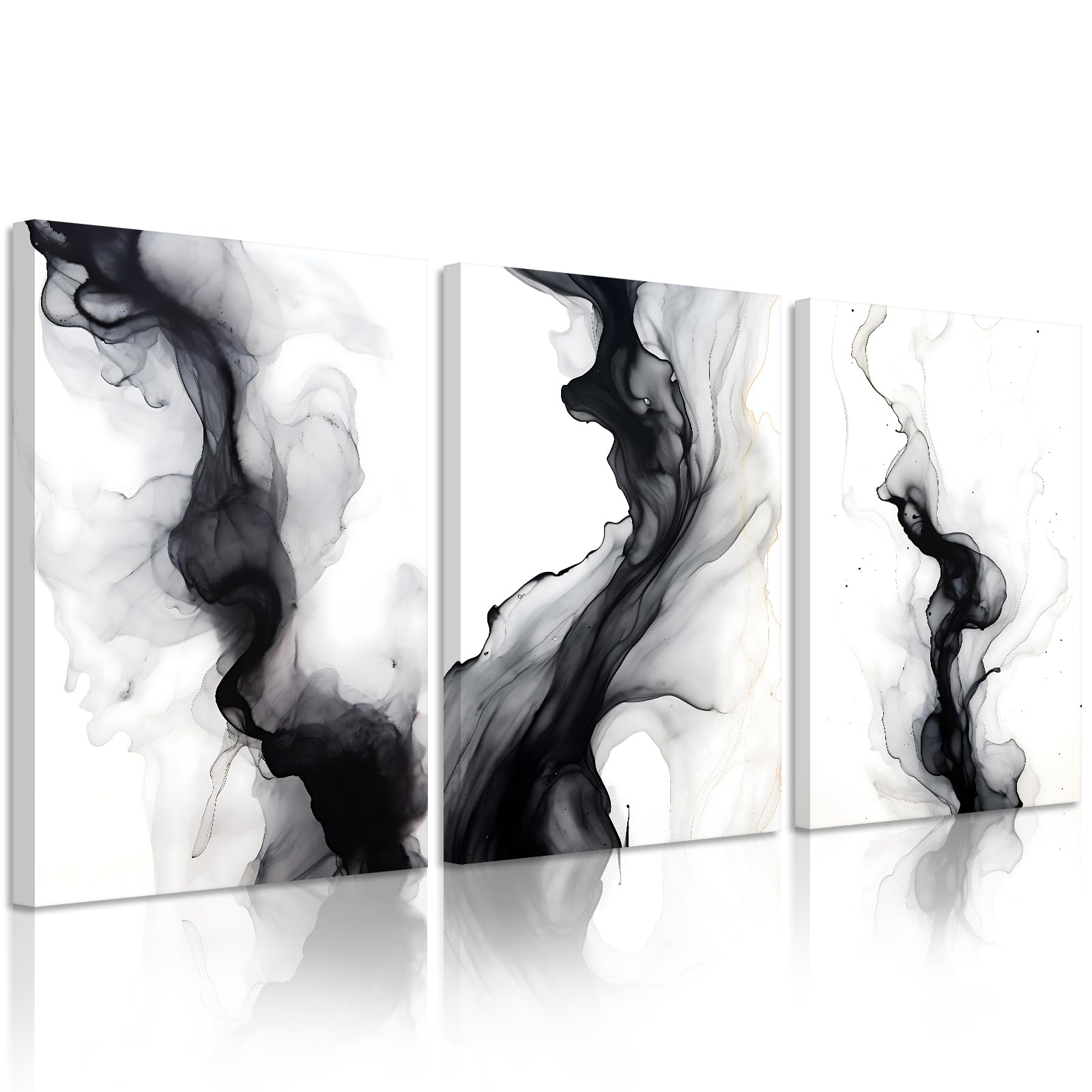 Abstract Wall Art Decor, Set of 3, Modern Wall Art, Minimalist Canvas, Wall Decoration, Black and White, Abstract Prints, Modern Pictures, Minimalist Artwork for Rooms, Bedrooms, 61
