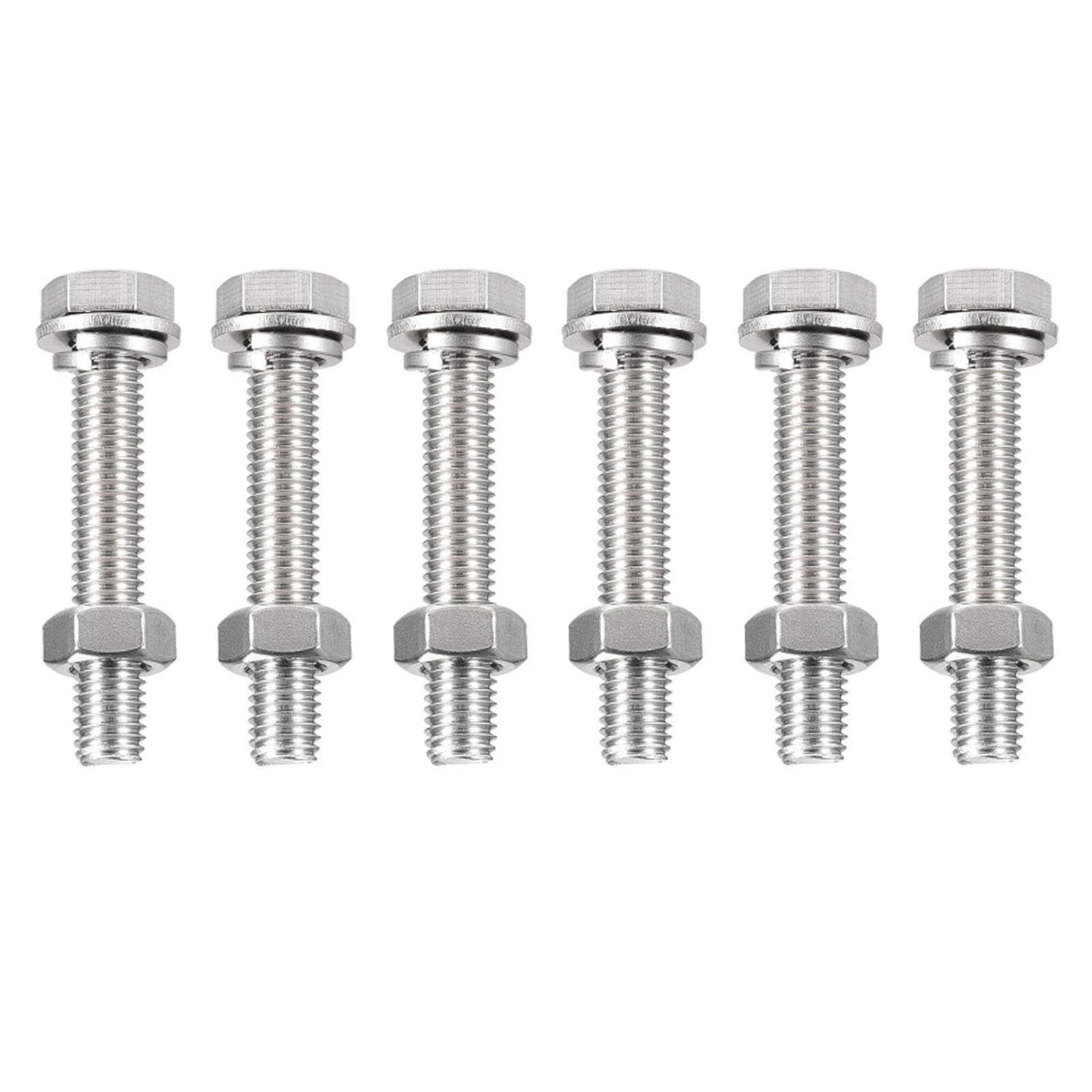 TA-VIGOR 6Pcs M10 x 60mm Hex Head Screws Bolts, Nuts, Flat & Lock Washers Kits, Fully Thread Hexagon Bolts